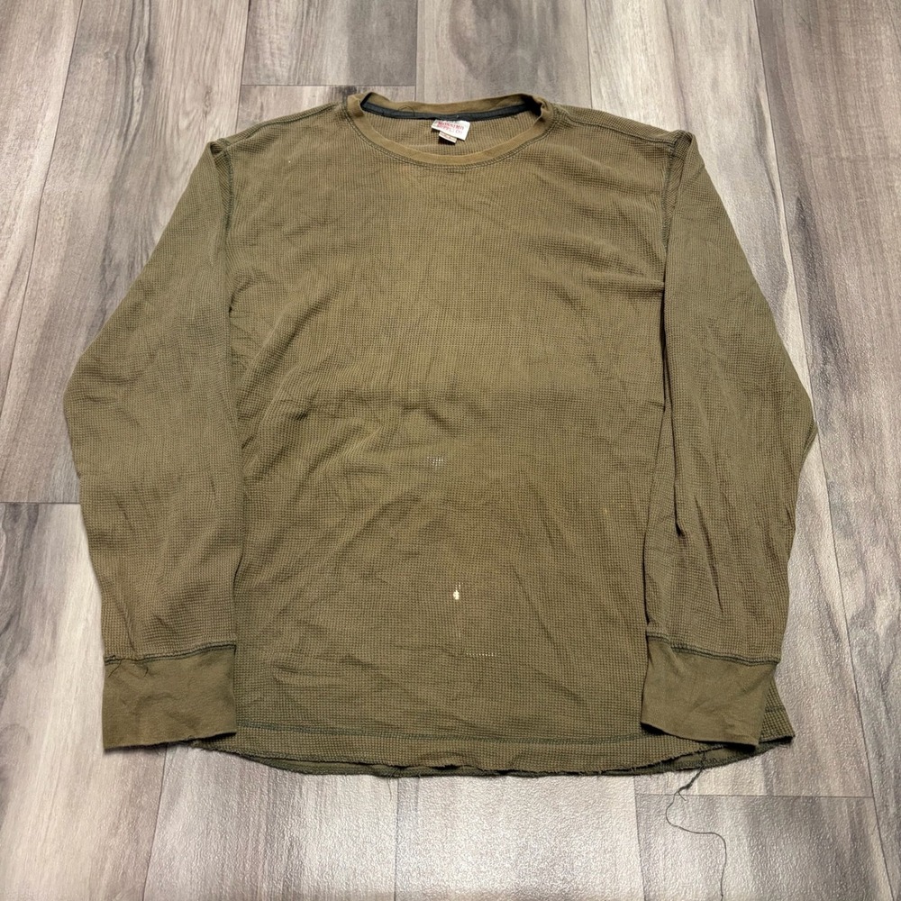 Mossimo Supply Co Mens Large Olive Green Waffle Knit Thermal Long Sleeve Shirt